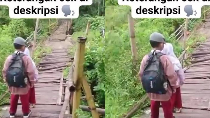 Viral Jembatan Reyot dan Miring di Cianjur Tetap Dilewati Anak SD, di Sini Lokasinya
