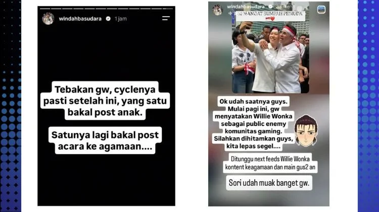 Windah Basudara menyampaikan sindiran melalui Instagram Story terkait polemik deklarasi di Bundaran HI.