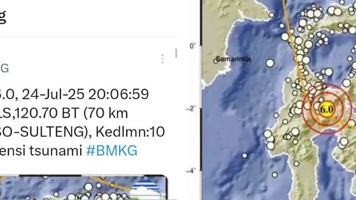 Gempa Poso Malam Jumat Magnitudo 6,0 Tidak Berpotensi Tsunami, BMKG Imbau Warga Tidak Panik