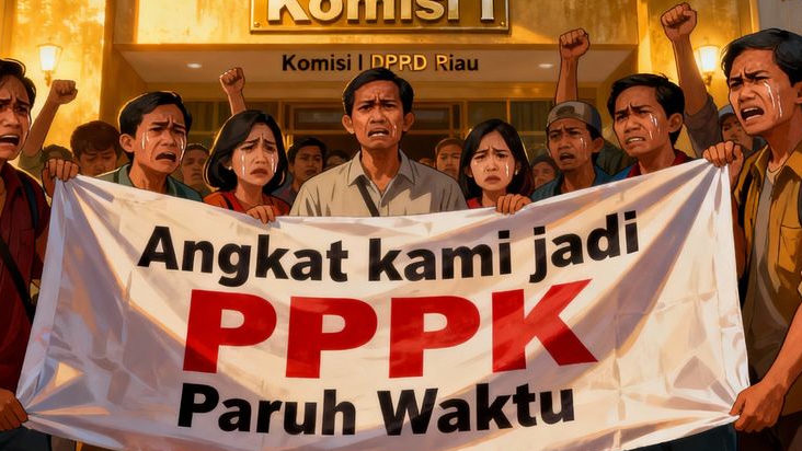 Tuntut Diangkat PPPK Paruh Waktu, Honorer Non-Database Geruduk Komisi I DPRD Riau!