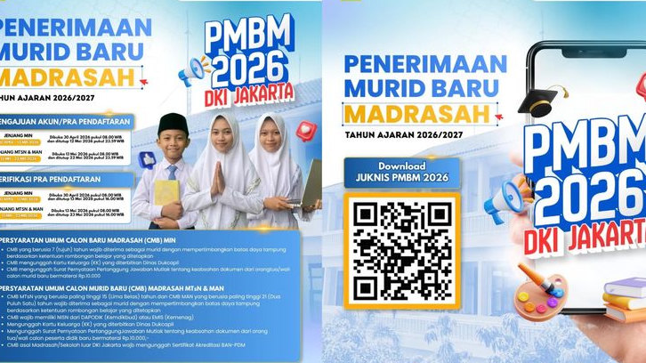 PMBM Madrasah DKI Jakarta Tahun Ajaran 2026-2027 Resmi Dibuka, Ini Jadwal Lengkap, Jalur, Syarat dan Mekanismenya