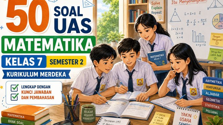 50 Soal UAS Matematika Kelas 7 Semester 2 Kurikulum Merdeka Lengkap dengan Kunci Jawaban dan Pembahasan