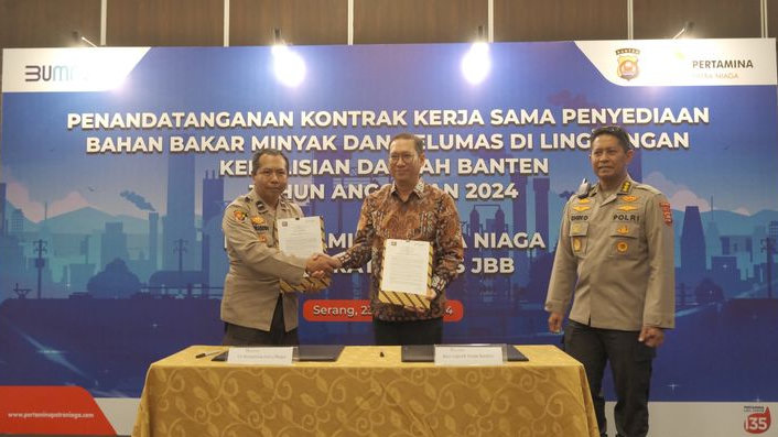 Perkuat Sinergi, Pertamina Pasok BBM dan Pelumas Polda Banten
