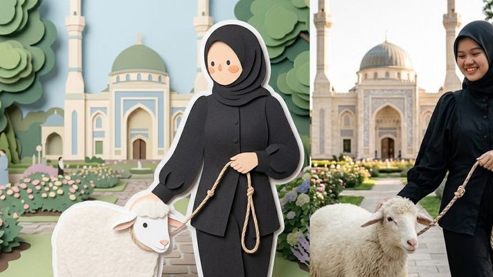Tips Membuat Gambar Paper Cut Hand Estetik untuk Ucapan Iduladha 1447 H, Lengkap dengan Prompt dan Variasi Desain