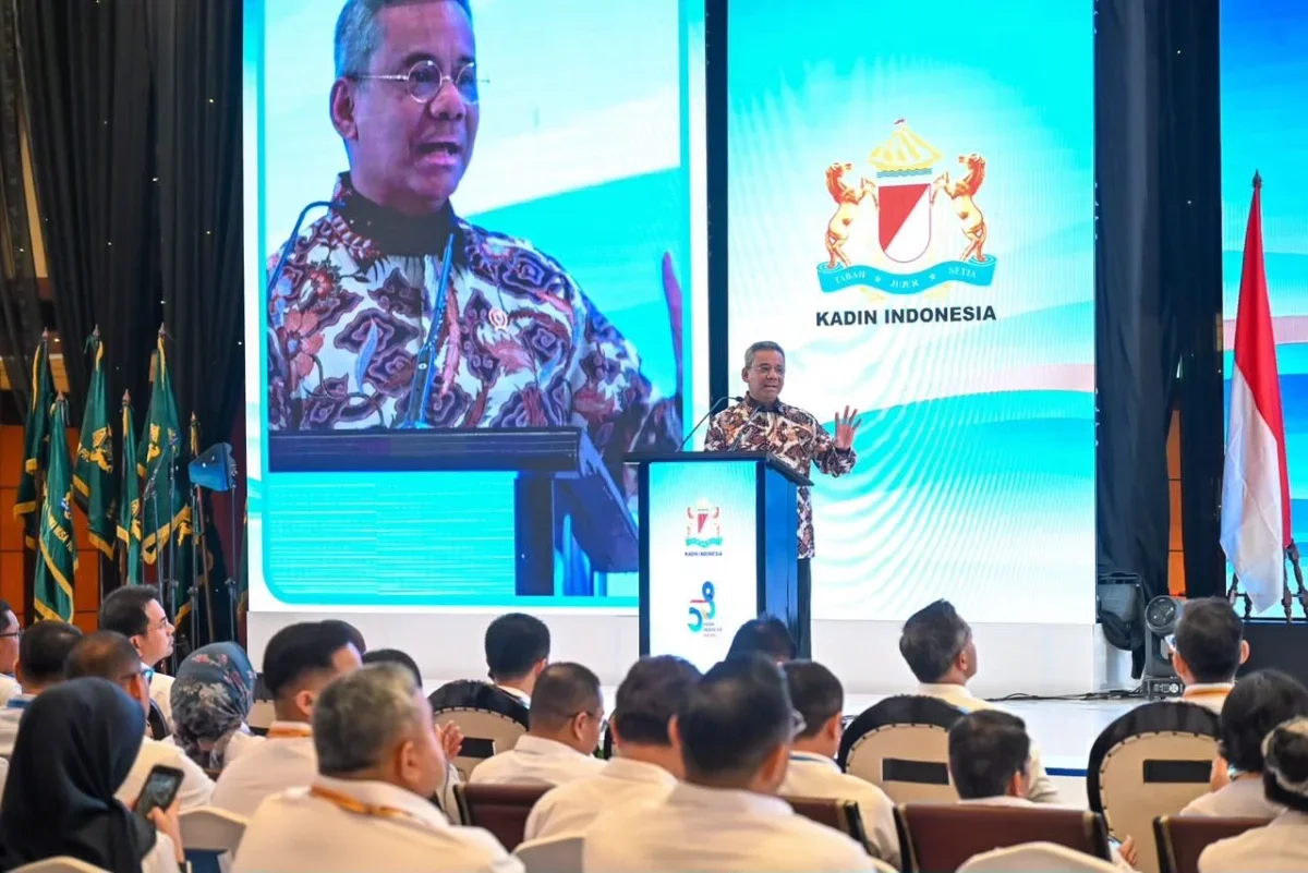 Menteri Keuangan Suahasil Nazara dalam acara Rapimnas Kadin di Hotel Borobudur, Jumat, 30 Oktober 2026.