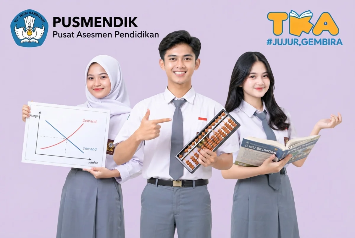 Siswa SMA/MA/SMK dapat mempersiapkan TKA Ekonomi 2026 dengan memahami konsep dasar, berlatih menghitung, dan menganalisis persoalan ekonomi dalam kehidupan sehari-hari. (Foto: AI/Rizq Azzahra)