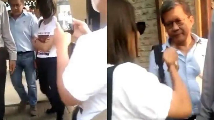 Detik-detik Rocky Gerung Dilabrak Cewek Cantik Usai Diperiksa Bareskrim 'Nggak Boleh Sentuh'