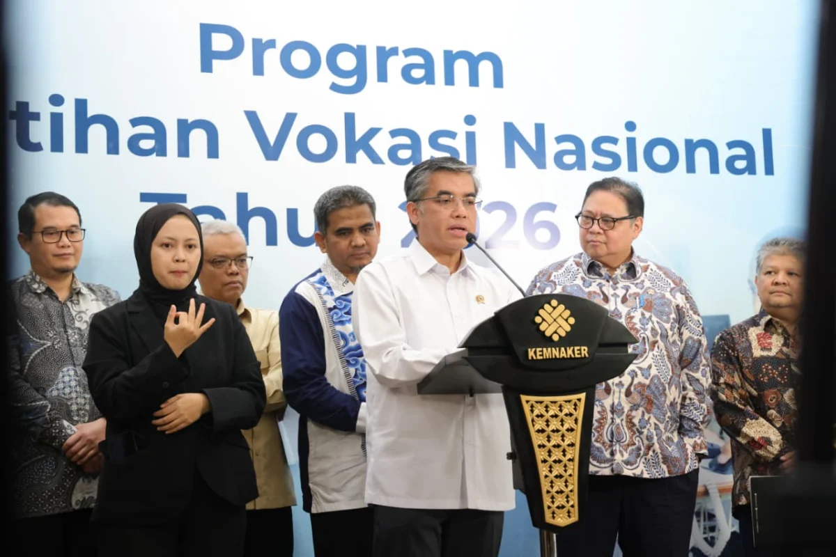 Ilustrasi. Menteri Ketenagakerjaan Yassierli saat pembukaan Program Pelatihan Vokasi Nasional Tahun 2026. (Foto: blkaceh.kemnaker.go.id)