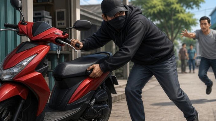 Apes! Baru 100 Meter Dorong Motor Curian, Pria di Cikampek Ditangkap Pemilik dan Warga