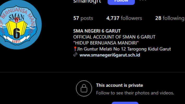 Akun Instagram SMAN 6 Garut Mendadak Diprivate Imbas Kasus Bullying Priya Nailuredha Thoriq