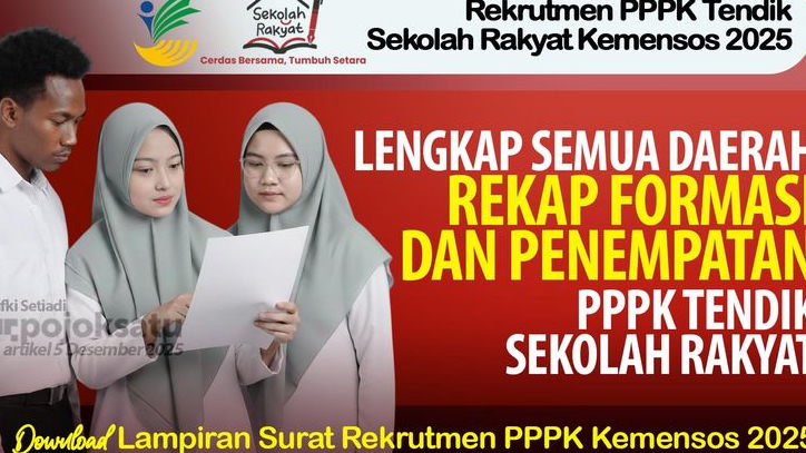 LENGKAP SEMUA DAERAH, Ini Rekap Formasi dan Penempatan PPPK Tendik Sekolah Rakyat 2025, Rincian Jabatan dan Jumlah Kebutuhan, DOWNLOAD Surat Resmi