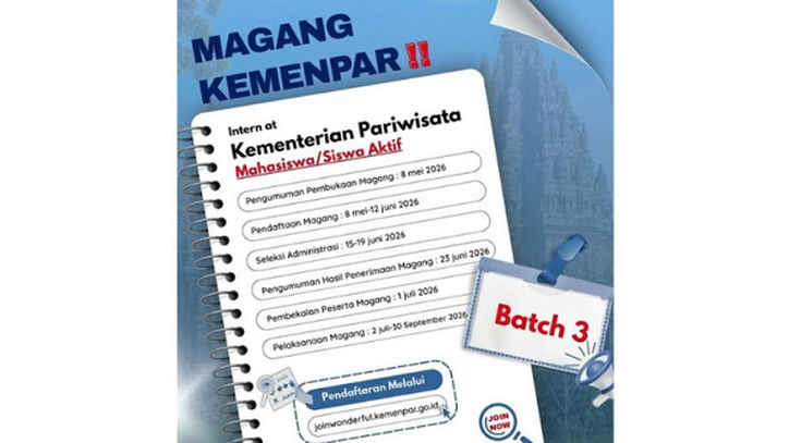 Program Magang Kemenpar 2026 Resmi Dibuka, Simak Jadwal dan Syarat Lengkapnya