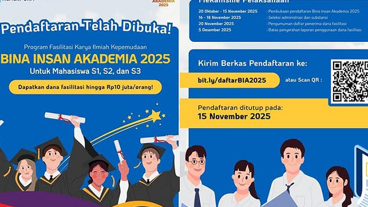 Kemenpora Buka Bantuan Bina Insan Akademia 2025, Dana Penelitian Tugas Akhir Mahasiswa, Cek Syarat dan Cara Daftarnya!