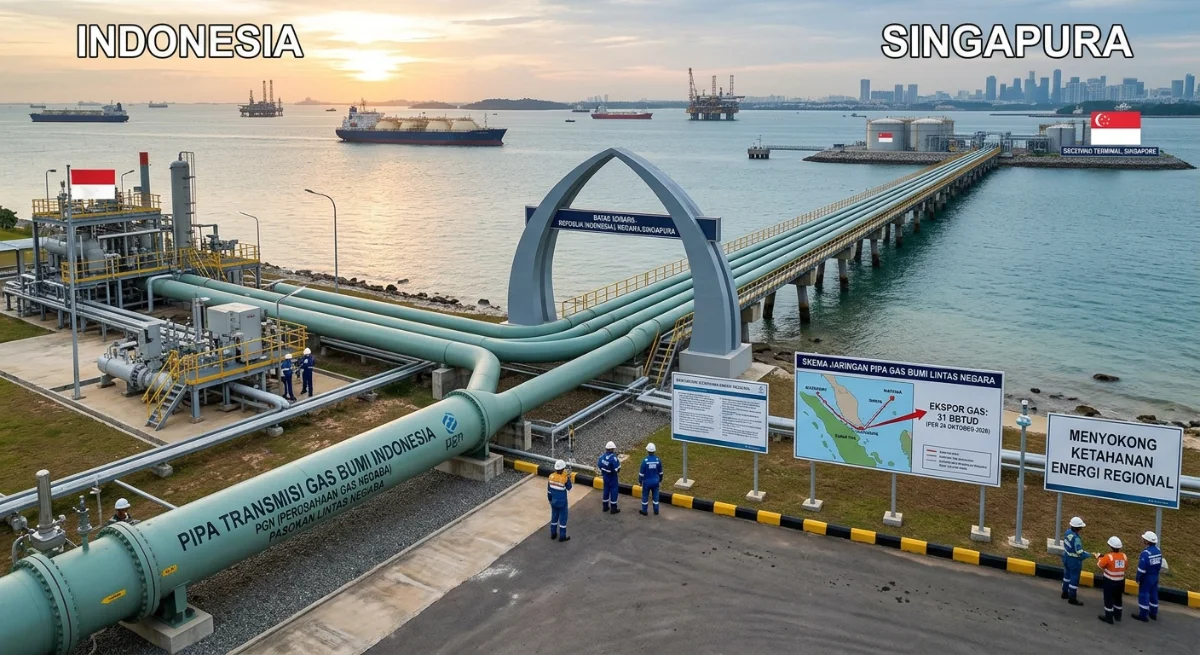 Pipa penyalur gas bumi Indonesia yang menjadi bagian dari pasokan energi lintas negara.