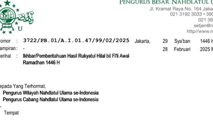 Nahdlatul Ulama, NU Umumkan Awal Ramadhan 1446 H Pada Tanggal 1 Maret 2025!