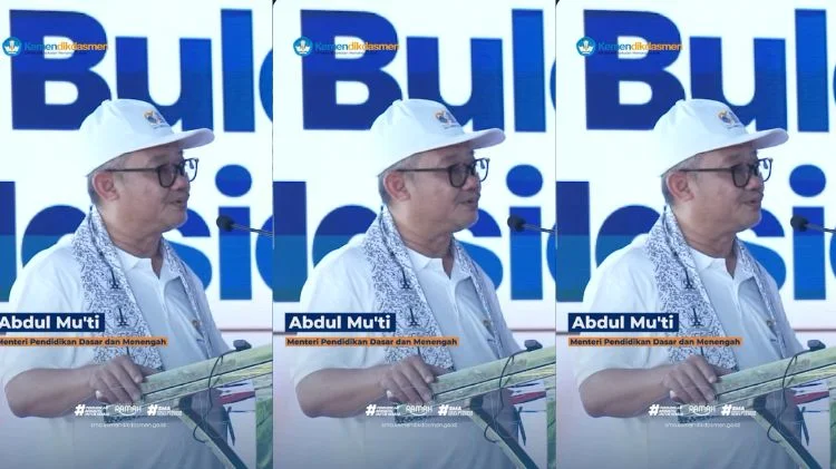 Mendikdasmen Abdul Mu’ti meluncurkan Bulan Guru Nasional 2026 di SMP Negeri 216 Jakarta.