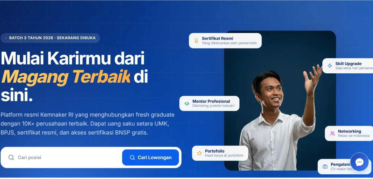 MagangHub batch 3 2026 dibuka 27 Oktober.