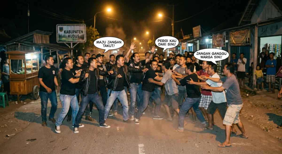 ilustrasi bentrokan berdarah di Pasar Induk Caringin, Ciparay, Bandung