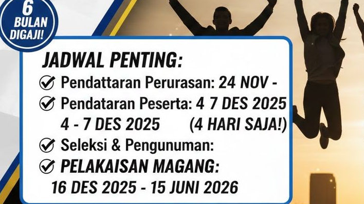 Kesempatan Emas! Magang Nasional Kemnaker Batch 3 Dibuka, 6 Bulan Digaji, Duit Jajan Beda dari Program Lain, Buruan Daftar!