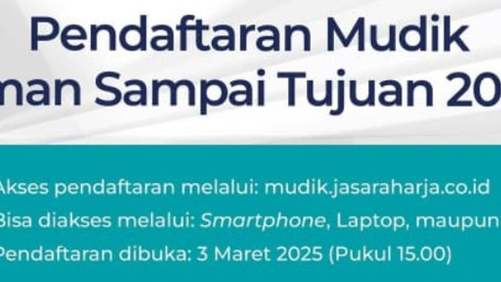 LINK Mudik Gratis 2025: Mudik Aman Sampai Tujuan Jasa Raharja Buka Pendaftaran Online Mulai 3 Maret!