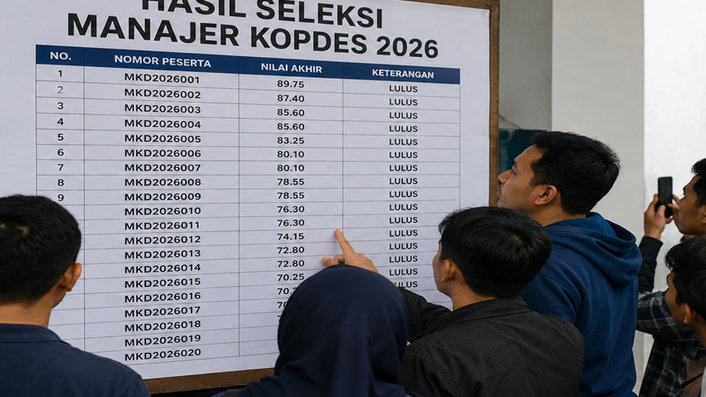 Total Nilai Sama di Seleksi Manajer Kopdes 2026? Ini Urutan Penentu Rankingnya