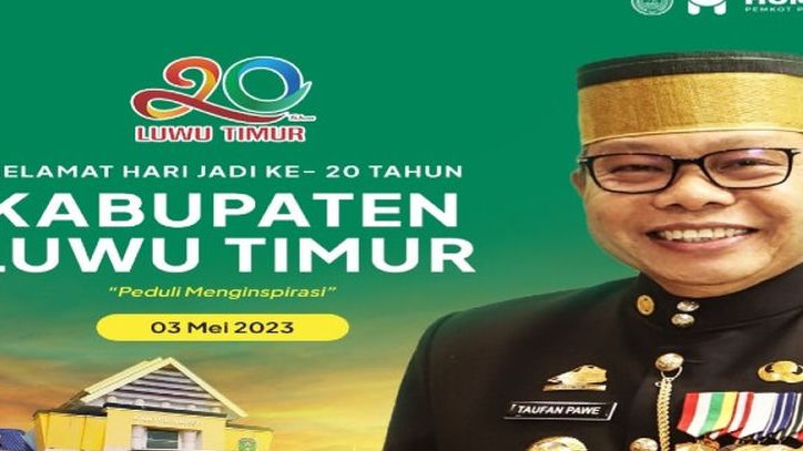 Wali Kota Taufan Pawe Ucapkan HUT Kabupaten Luwu Timur ke-20 Tahun