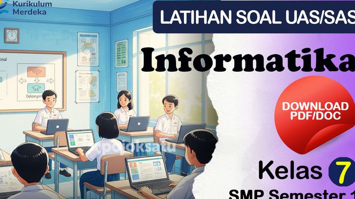 DOWNLOAD Contoh Soal Sumatif Akhir Semester File PDF-Word, INFORMATIKA Kelas 7 SMP Semester 1, Materi Berpikir Komputasional hingga TIK