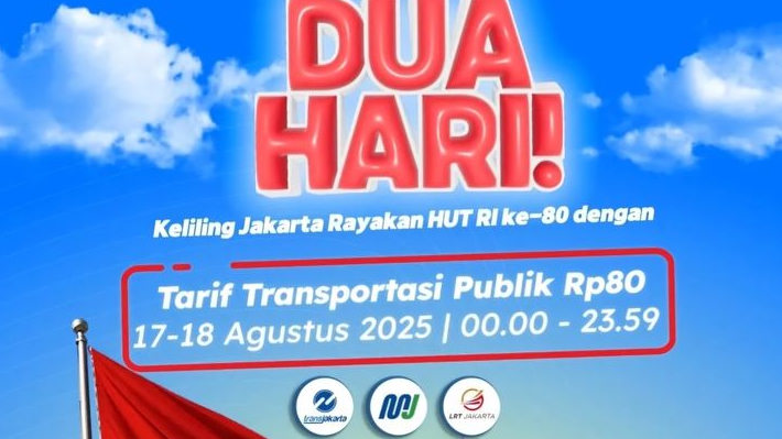 HUT RI ke-80, Tarif MRT, Transjakarta, dan LRT Cuma Rp80 Selama Dua Hari