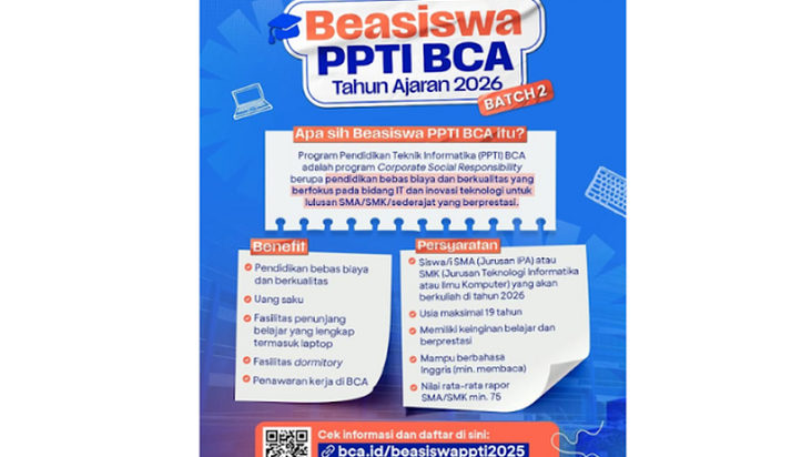 BCA Resmi Buka Beasiswa PPTI Batch 2! Lulusan SMA SMK Bisa Daftar, Catat Tanggalnya