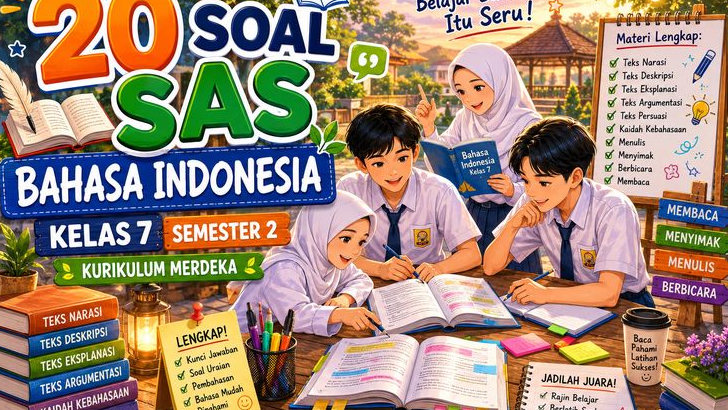 20 Soal SAS Bahasa Indonesia Kelas 7 Semester 2 Kurikulum Merdeka Lengkap Kunci Jawaban dan Soal Uraian