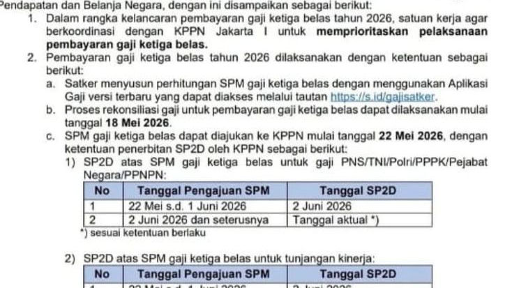 Jadwal Resmi Linimasa Pengajuan Pencairan Gaji Ke-13 Tahun 2026 bagi ASN dan Pensiunan!