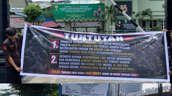 Oknum TNI Diduga Terlibat Tambang Ilegal di Madina, Aliansi Mahasiswa Pemuda Gelar Aksi di Pomdam