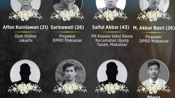 Identitas dan Pekerjaan 8 Korban Tewas Demo 4 Hari di Berbagai Daerah, Terbanyak di Makassar