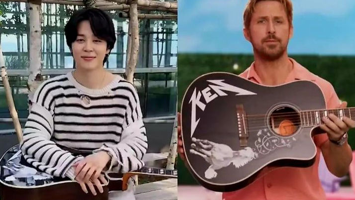 Terima Hadiah Gitar dari Aktor Ryan Gosling, Jimin BTS Janji Bakal Tonton Barbie The Movie