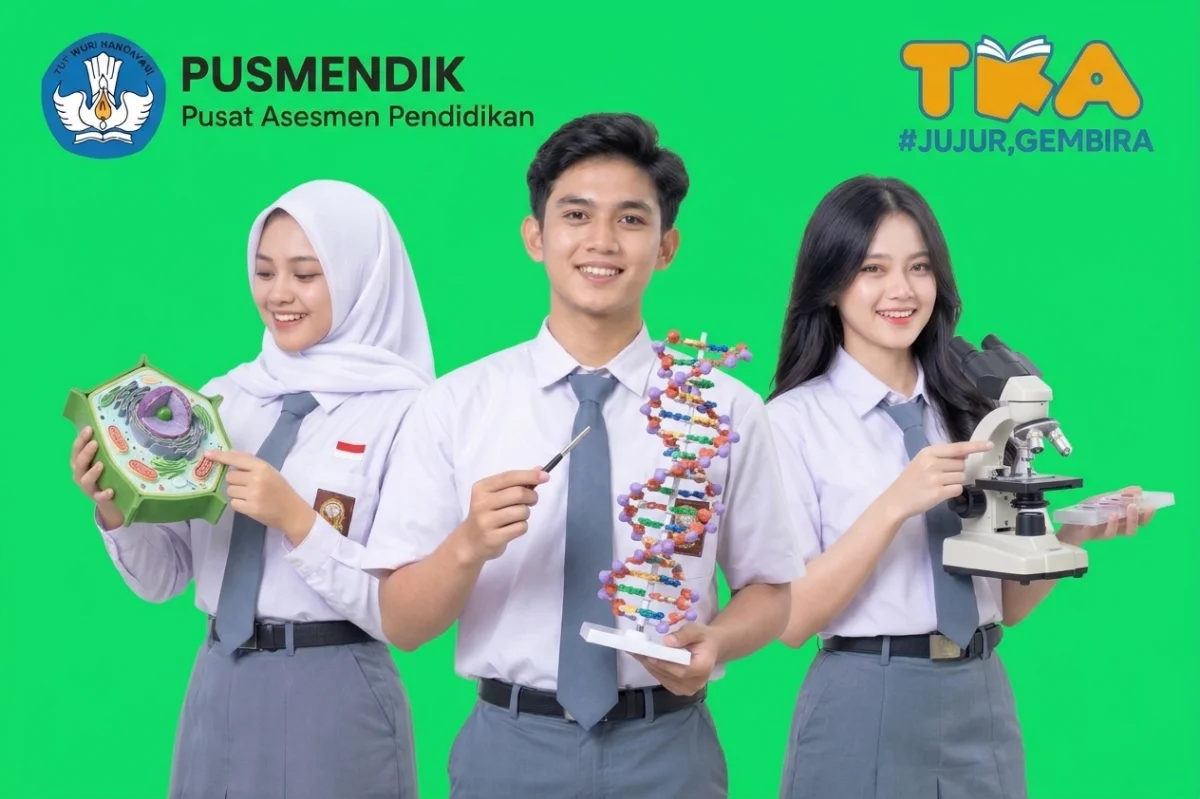 Siswa dapat mempersiapkan TKA Biologi dengan mempelajari konsep, memahami penerapan biologi dalam kehidupan sehari-hari, dan berlatih mengerjakan contoh soal. (Foto: AI/Rizq Azzahra)