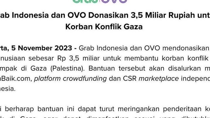 Unggahan Istri CEO Grab jadi Malapetaka, Langsung Donasi Rp3,5 Miliar untuk Rakyat Palestina