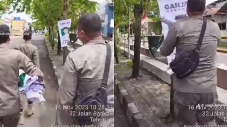 Poster Ganjar Pranowo Lagi-lagi Dicopot Satpol PP di Yoyakarta, Relawan tak Terima