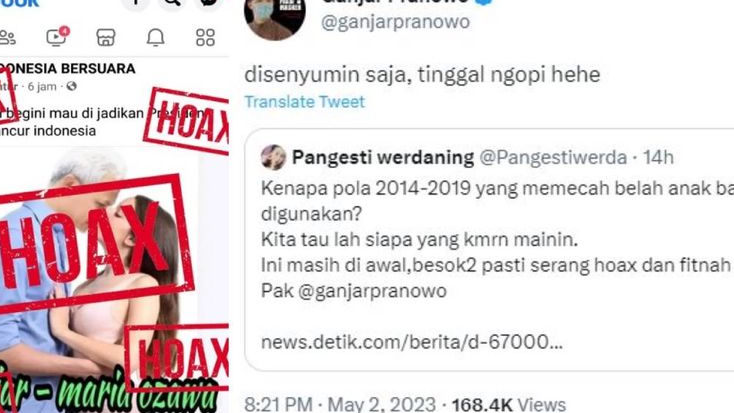 Ganjar Pranowo Tanggapi Fotonya Diedit Cium Miyabi : Disenyumin aja, Tinggal Ngopi