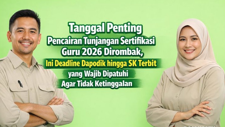 Tanggal Penting Pencairan Tunjangan Sertifikasi Guru 2026 Dirombak, Ini Deadline Dapodik hingga SK Terbit yang Wajib Dipatuhi Agar Tidak Ketinggalan