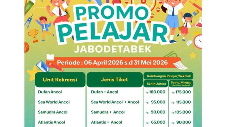 Ancol Buka Promo Pelajar, Tiket Masuk Dufan hingga Bird Land Lebih Murah, Ini Rinciannya