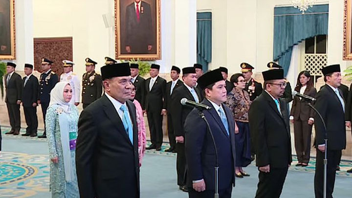 DAFTAR NAMA MENTERI Baru Dilantik, Erick Thohir Jadi Menpora, BUMN Kosong, Wapres Gibran Absen Pelantikan Menteri Hasil Reshuffle Kabinet Merah Putih