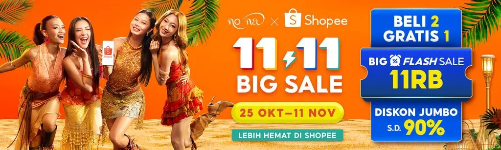 Kolaborasi no na dan Shopee hadir di 11.11 Big Sale dengan iklan penuh warna serta promo belanja menarik.
