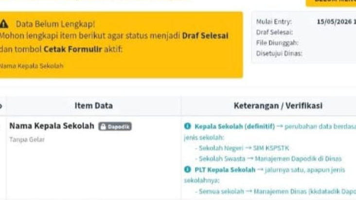 Solusi Atasi Masalah Data Kepala Sekolah PLT Kosong pada Verval Bantuan Digitalisasi Sekolah !