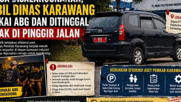 Diduga Dipakai ABG untuk Nongkrong, Mobil Dinas Pemkab Karawang Terlantar di Kawasan Industri
