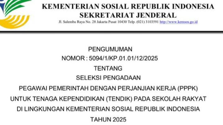 Kesempatan Baru untuk Tenaga Pendidikan Usia Matang! Bisa Daftar di Formasi PPPK Tendik Sekolah Rakyat 2025