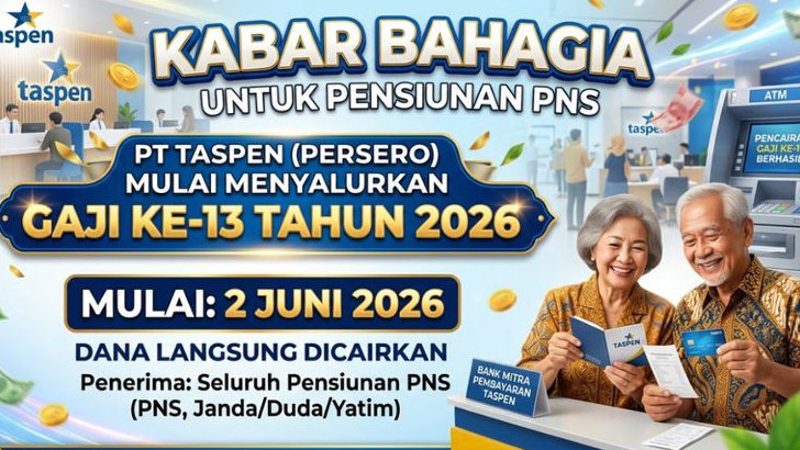 PT Taspen Mulai Salurkan Gaji Ke-13 Pensiunan PNS Mulai 2 Juni 2026 Tanpa Potongan