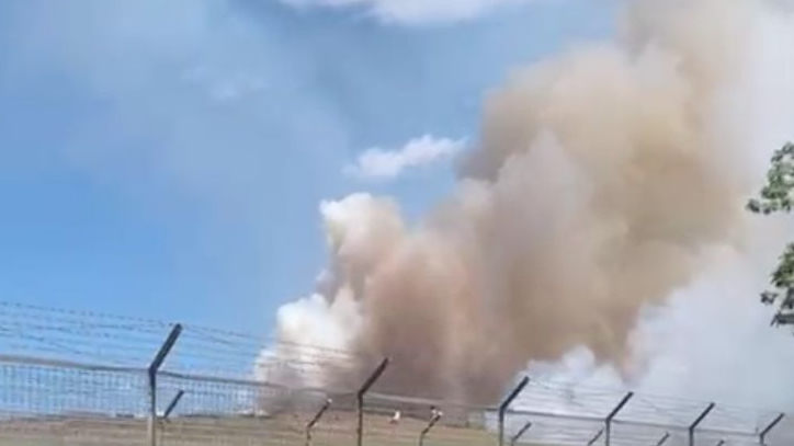 Ilalang Sekitar Runway Bandara Sultan Hasanuddin Makassar Terbakar