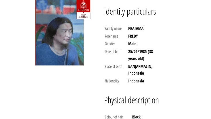 Jadi Buronan Internasional, Begini Tampang Fredy Pratama di Situs Interpol