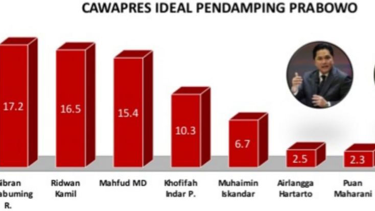 Survei LSN : Prabowo Subianto Mendominasi Kompetitornya, Cawapres Ideal Erick Thohir Mengungguli