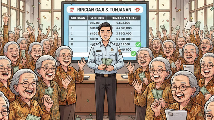 Rincian Gaji dan Tunjangan Anak Pensiunan Golongan II–III yang Cair Minggu Depan